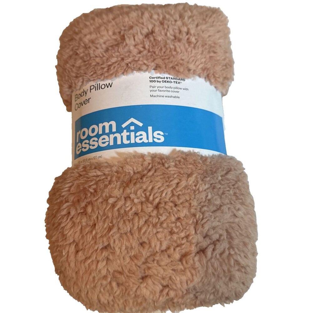 Room Essentials Sherpa Body Pillow Cover‎ 20" x 50" Machine Wash NEW